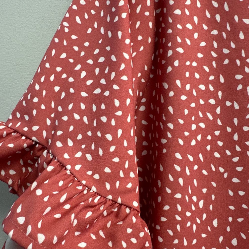 LEOPARD PRINTED RUFFLE SHORT SLEEVE DRESS-PINK - Picture 3 of 3